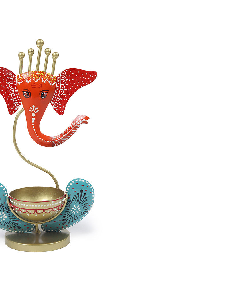 Metal Ganesh T-Light for Home and Gift
