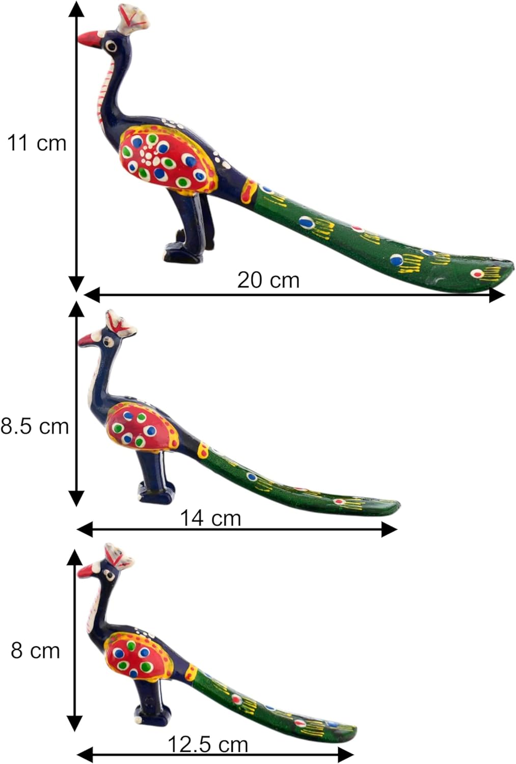 Paper Mâché Peacock Set (3 Pieces)