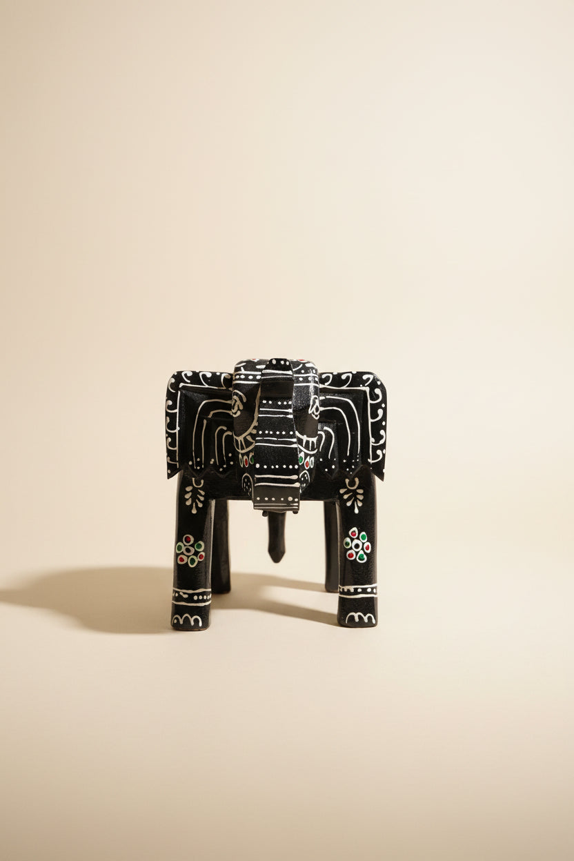 Handcrafted Wooden Elephant Stool / Pooja Riser