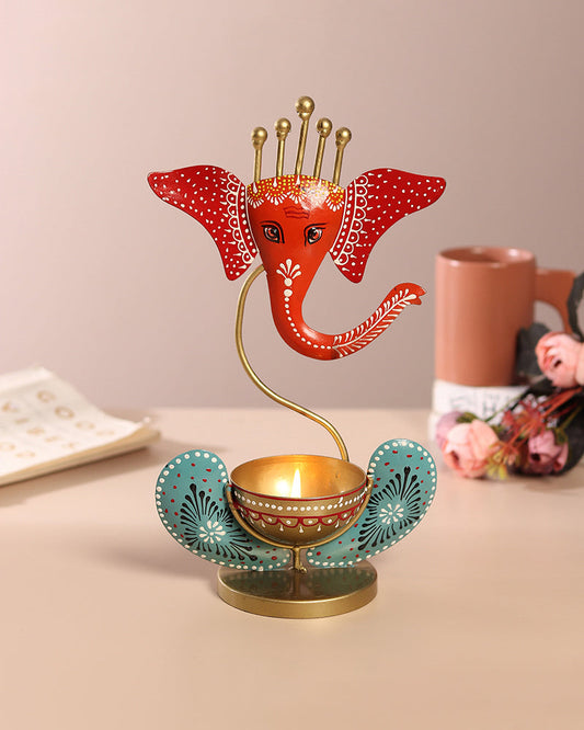 Metal Ganesh T-Light for Home and Gift