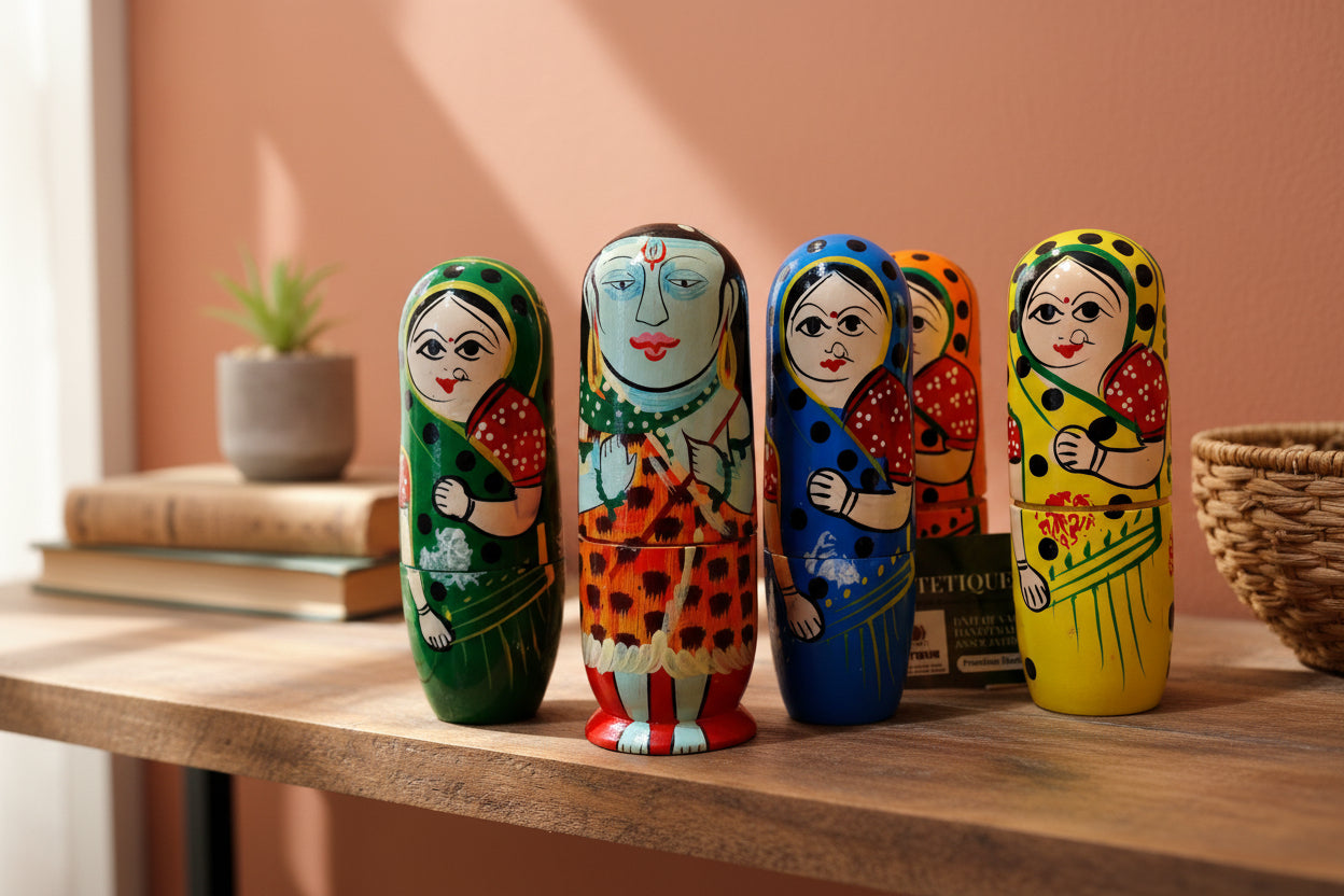 Wooden Handmade Traditional Nesting Dolls set of 5
