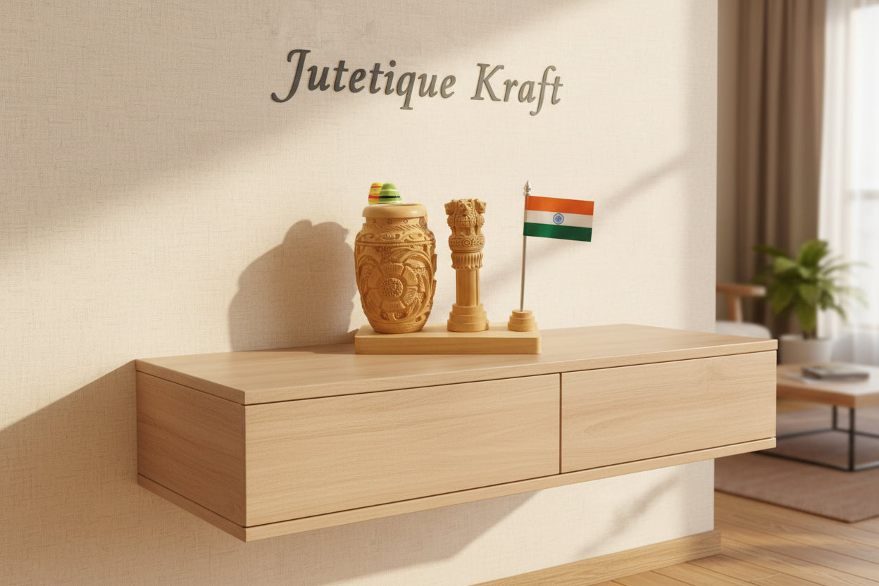 Artisan Hand-Carved Patriotic Indian Desk Stand