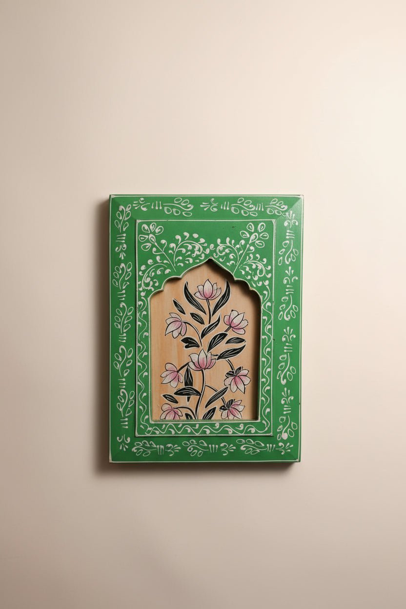 The Heritage Jharokha: Hand-Painted Wooden Wall Frame
