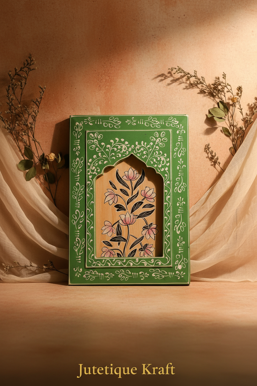 The Heritage Jharokha: Hand-Painted Wooden Wall Frame
