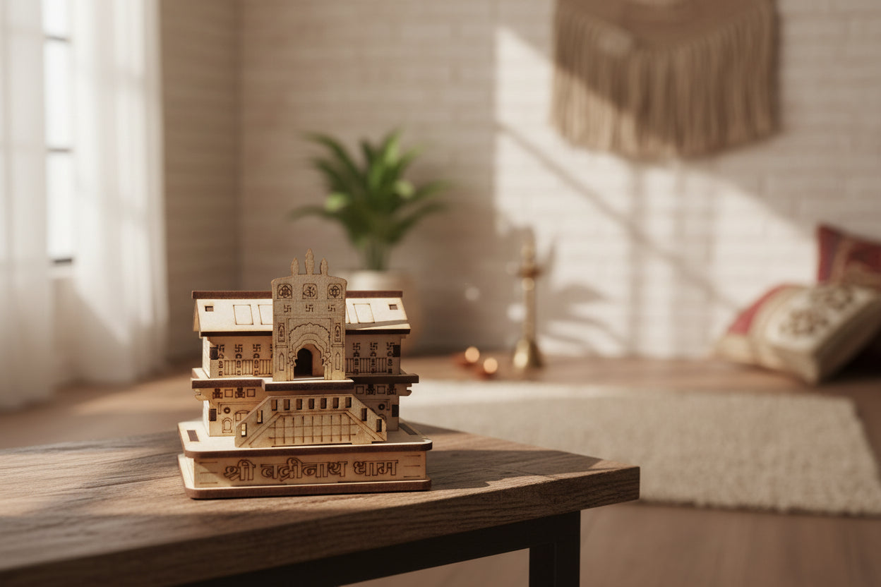 Wooden Miniature Replica of Badrinath Temple